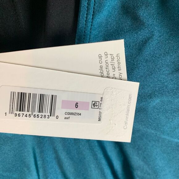 Calvin Klein Women's Nylon Blend Tuck‎ Front One-Piece Blue Swimsuit Size 6 NWT - Picture 5 of 8